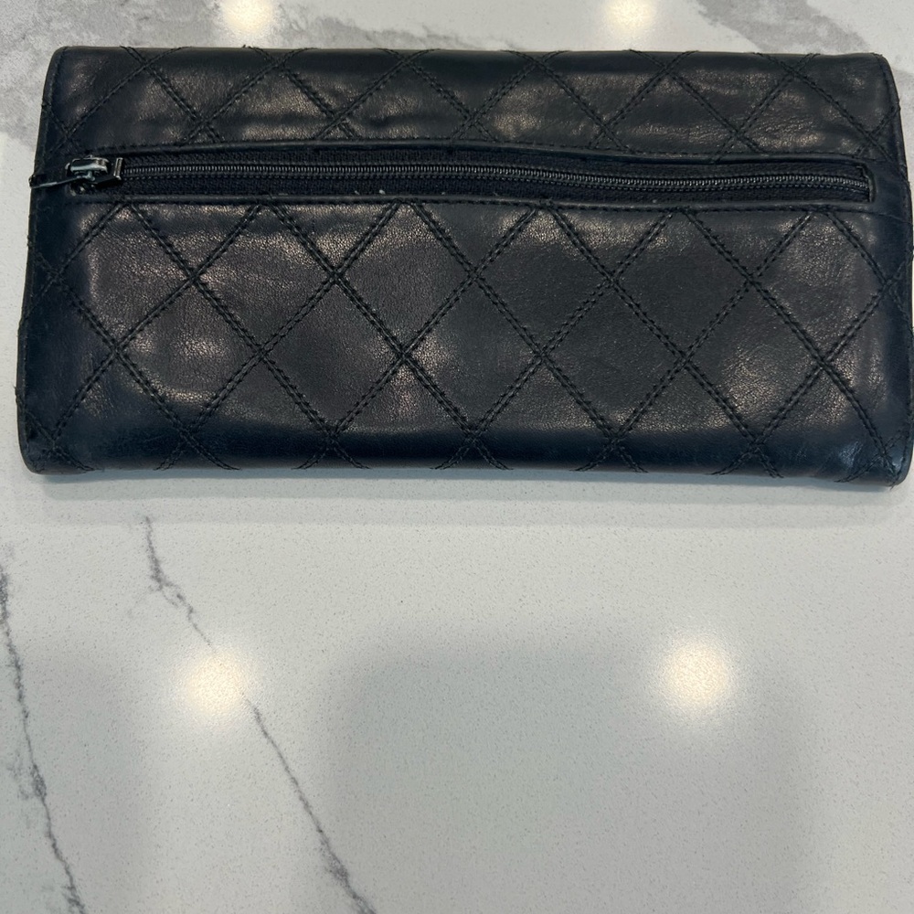 Vintage CHANEL Quilted Stitched Long Envelope Black Leather Wallet - Picture 3 of 7